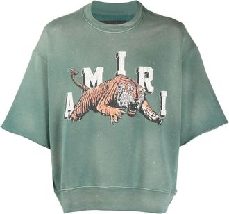 Amiri Vintage SS tiger-print short-sleeve sweatshirt - men - Cotton - S - Green