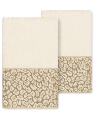 Linum Home Textiles Spots Turkish Cotton 2Pc Embellished Hand Towel Set
