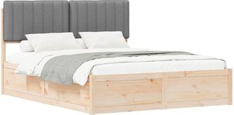 vidaXL Bed Frame with Upholstered Headboard Light Grey 160 x 200 cm vidaXL