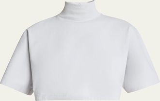 Alaia Turtleneck Short-Sleeve Crop T-Shirt