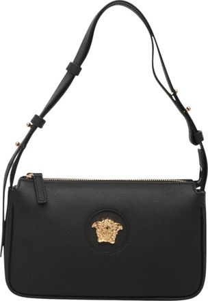 Versace Medusa Black Leather Shoulder Bag (Pre-Owned)