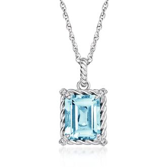Ross-Simons Sky Blue Topaz Pendant Necklace With White Topaz in Sterling Silver