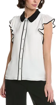 CeCe by Cynthia Steffe Cece Flutter Sleeve Collared Blouse