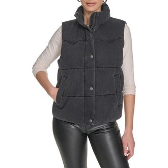 Levi's Western Denim Puffer Vest in Black Wash Denim at Nordstrom Rack, Size Large