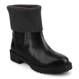 Journee Collection Womens Isabeau Medium and Wide Width Knit Collar Chelsea Boots