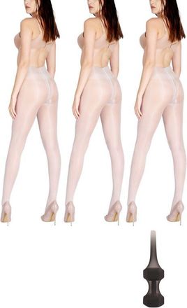 Lechery 3-Pack Glossy Colored Fashion Sheer Tights for Women in White at Nordstrom, Size Small/medium