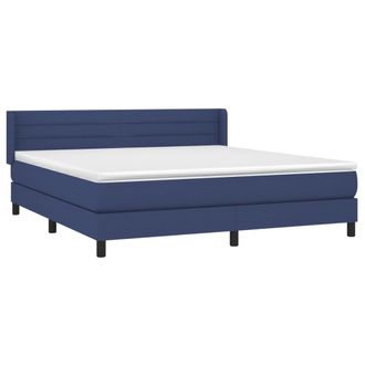 vidaXL Cama Box Spring Con Colch&oacute;n Tela Azul 180x200 Cm Vidaxl