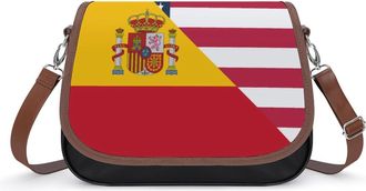 Generic USA And Spain Flag Small Womens Crossbody Bags Shoulder Handbag with Adjustable Strap for Travel