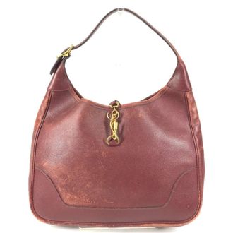 Herm&egrave;s Trim Brown Leather Shoulder Bag Tote Bag (Pre-Owned)