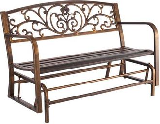 OEM Banco De Jard&iacute;n De Metal 127 Cm Con Estructura De Acero Al Carbono, Respaldo De Hierro Fundid, Reposabrazos, Banco Para Exterior, Ideal Para Patio, Ja