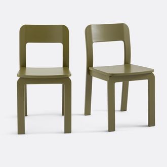La Redoute Interieurs Set van 2 gebeitste massief berken stoelen, Talet