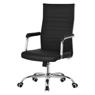 ML Design Silla de oficina ergon&oacute;mica acero negro respaldo y altura regulable