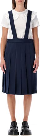 Comme Des Garçons Navy Pleated Suspender Skirt
