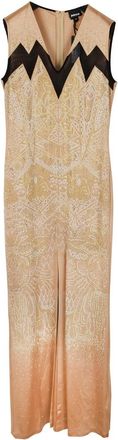 Just Cavalli Camel Embellished Sleeveless Gown Size M