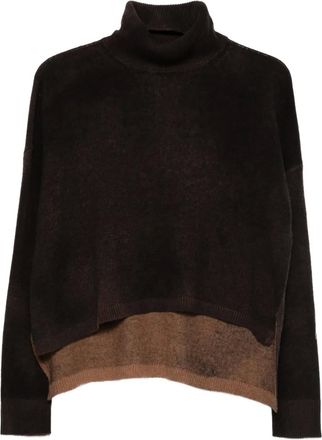 base Maglione a strati con collo alto - Marrone