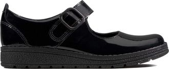 Clarks Mendip Bright Toddler Leather Shoes in Black Wide Fit Size 7