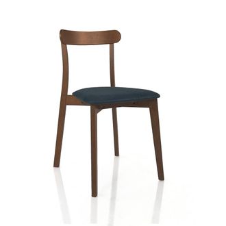 Oresteluchetta Set 2 sillas madera nogal oscuro y tela gris H78 L45 P51 cm