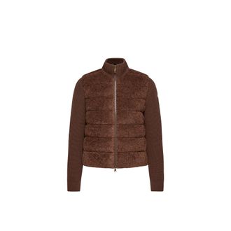 Moncler Padded Teddy & Wool Zip-up Cardigan Brown Size XL
