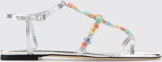 Jimmy Choo London Sandalo Gwyn in nappa laminata con fiori applicati