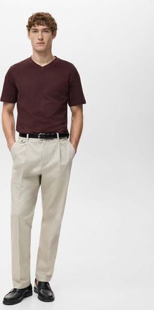 Mango Maglietta 100% cotone collo a V slim-fit bordeaux - Uomo - XXL - MANGO MAN