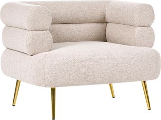 Beliani Sill&oacute;n Decorativo Elegante Tapizado De Tela Patas De Acero Dorado Sal&oacute;n Dormitorio Beige Bovik