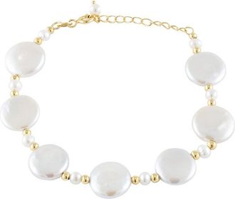 Splendid Pearls Gold Over Silver 4-4.5Mmmm Pearl Bracelet