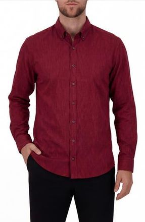 Report Collection Regular Fit Texture Print 4-Way Stretch Button-Up Shirt in Burgundy at Nordstrom Rack, Size X-Large