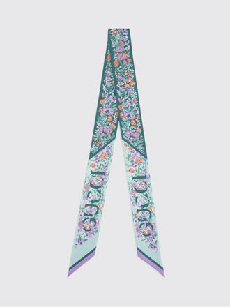 Gucci Bandeau rettangolare in pura seta con stampa floreale e logo a contrasto