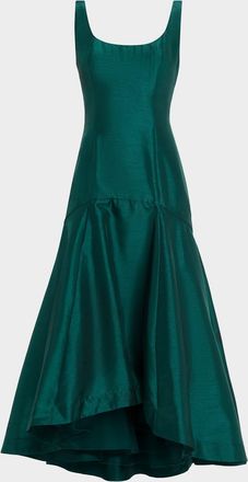 Hutch Alaia High-Low Shantung Maxi Dress