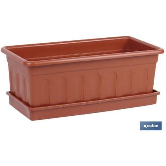 cofan Cofan - Jardinera Marron Modelo Azahar 60 X 22 X 15 + Plato 60 X 22 Cm Caja 12 Unid
