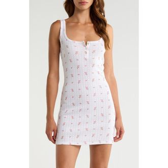 Etam Katell Pointelle Cotton Nightgown in Print Ecru Background at Nordstrom, Size X-Small