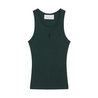 Ami Tanktop met contrasterend logo - Dames - Tops - Groen - Maat: M Katoen