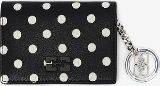 Ganni Black Bou Card Holder With Flap Dots