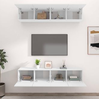 Berkfield Home TV Cabinets 4 pcs White 80x30x30 cm Engineered Wood | Size: 80 x 30 x 30 cm