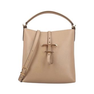 Tod's T Timeless Mini Bucket Bag - female - Tods - Handbags - Brown - ONE SIZE - Bags