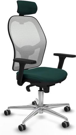 Piqueras y Crespo Piqueras Y Crespo - Jorquera Sincro Malla Blanca Similpiel Verde Botella Brazos 3d Base Aluminio Cabecero 2d Ruedas 65mm Engomada