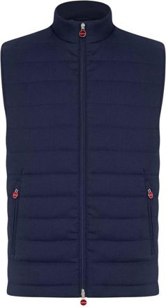Kiton Mouwloze Blouson van Virgin Wool - Heren - Bodywarmers - Blauw - 2XL - Wol - Jassen