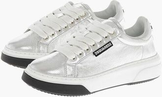 Dsquared2 Metallic Leather Low-Top Sneakers BUMPER with Craquel&eacute; Effec size 36