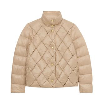 Brooks Brothers 3D Gewatteerde Jas - Dames - Winterjassen - Beige - XS - Nylon - Jassen