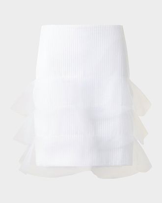 Akris Ruffle-Trim Ribbed Mini Skirt