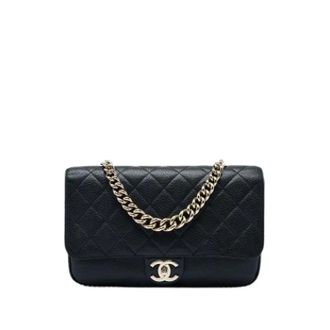 Chanel Pre-owned Quilted Caviar Leather Satchel - Dames - Pre-owned - Zwart - Maat: ONE Size Leer