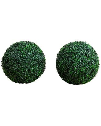 Nearly Natural Set Of Two 12In Uv-Resistant Artificial Boxwood Ball (Indoor/Outdoor)