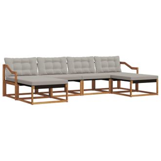vidaXL Conjunto De Sof&aacute;s De Exterior 6 Pcs Gris Natural Y Claro Vidaxl