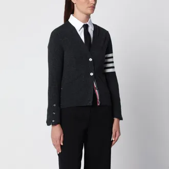 Thom Browne Classic dark grey cashmere cardigan
