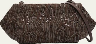 Brunello Cucinelli Pleated Mesh Monili Clutch Bag