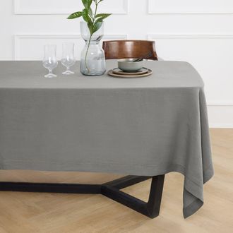 Solino Home Linen Tablecloth for Dining Table, Holiday and Everyday Dining Table Decor - Sonoma Hemstitch in Grey at Nordstrom, Size Xx-Large