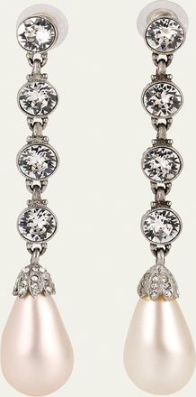 Ben-Amun Silver Crystal Earrings with Pearly Drop