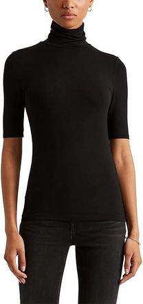 Lauren Ralph Lauren Jersey Turtleneck Top Womens Clothing Polo Black : LG, Viscose/Elastane