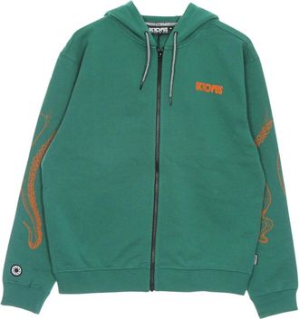 Octopus Groene Zip Hoodie met Tentakel Print - Heren - Vesten met rits - Groen - XL - Katoen - Hoodies & sweatvesten