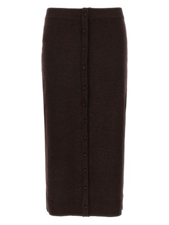 Victoria Beckham Brown Wool Midi Womens Skirt